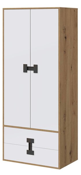 Mirjan24 Dvojdverová šatníková skriňa Tikrote 80 TE01, Farby: dub artisan / biely 5903211149108