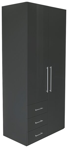 SKRIŇA S OTOČNÝMI DVERAMI, antracitová, antracitová s vysokým leskom, 98/218,6/59,4 cm Xora - Skrine