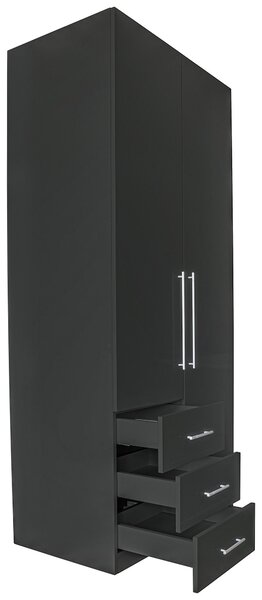 SKRIŇA S OTOČNÝMI DVERAMI, antracitová, antracitová s vysokým leskom, 98/218,6/59,4 cm Xora - Skrine