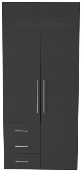 SKRIŇA S OTOČNÝMI DVERAMI, antracitová, antracitová s vysokým leskom, 98/218,6/59,4 cm Xora - Skrine