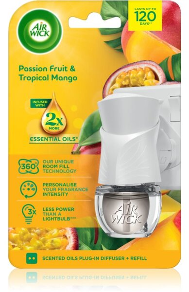 Air Wick Electric Passion Fruit & Tropical Mango elektrický osviežovač vzduchu s náplňou 199 ml