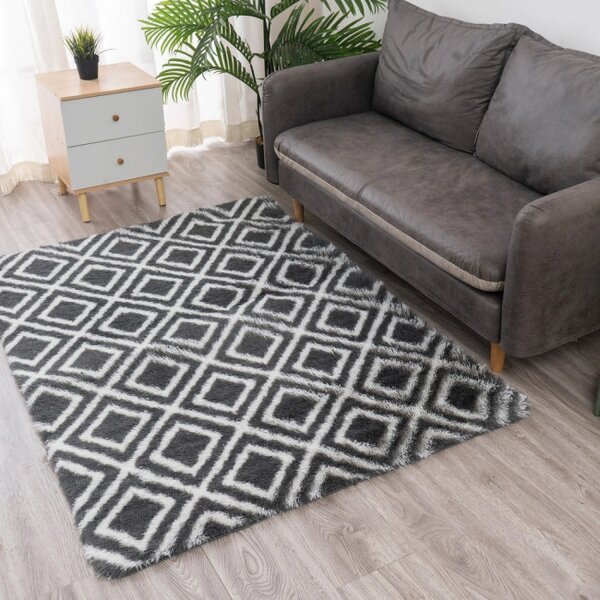 Protišmykový koberec DECOR čierny / biely