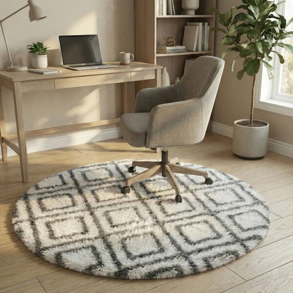 Protišmykový koberec DECOR biely / sivý kruh