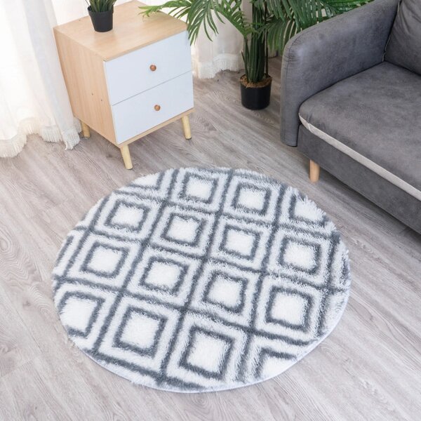 Protišmykový koberec DECOR biely / sivý kruh