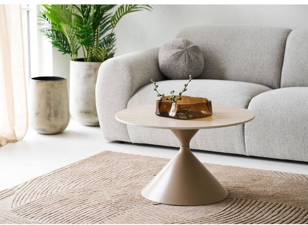 Béžový okrúhly konferenčný stolík s keramickou doskou ø 70 cm Annecy – House Nordic