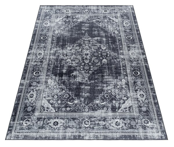 Ayyildiz , Kusový koberec Fiesta 4301 black, 80x250, čiernobiela, chodba / predsieň
