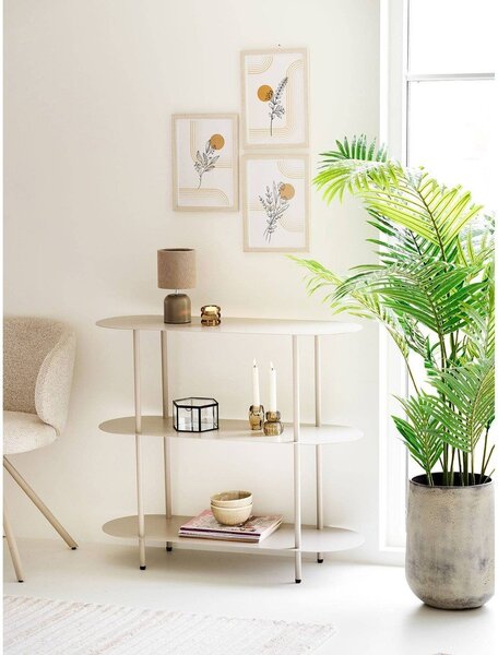 Béžová kovová stolová lampa s textilným tienidlom (výška 24 cm) Morley – House Nordic