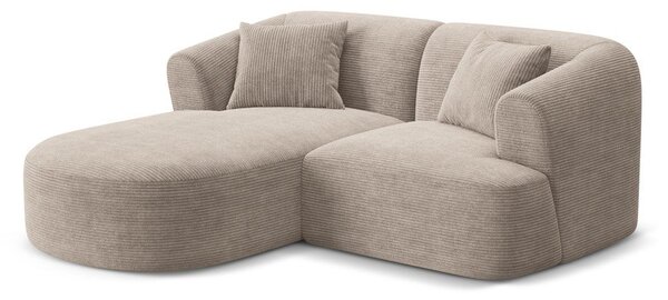 Svetlohnedá menčestrová rohová pohovka (ľavý roh/s leňoškou) Campi – Cosmopolitan Design