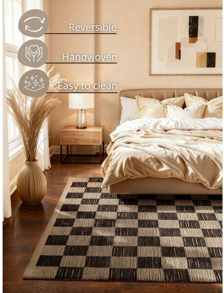 Čierny/krémovobiely obojstranný/ručne tkaný koberec s prímesou juty 120x170 cm Rex – Hanse Home