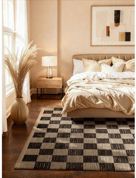Čierny/krémovobiely obojstranný/ručne tkaný koberec s prímesou juty 120x170 cm Rex – Hanse Home