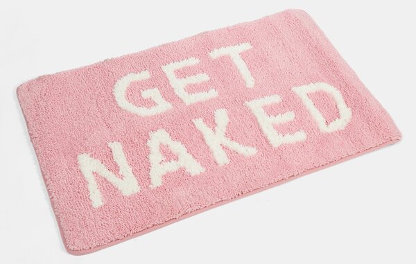 Sinsay - Kúpeľňový koberec s nápisom GET NAKED - pastelová ružová