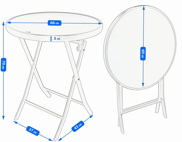 Dekorstudio Balkónový skladací set na malý balkón 2x stolička a okrúhly stôl