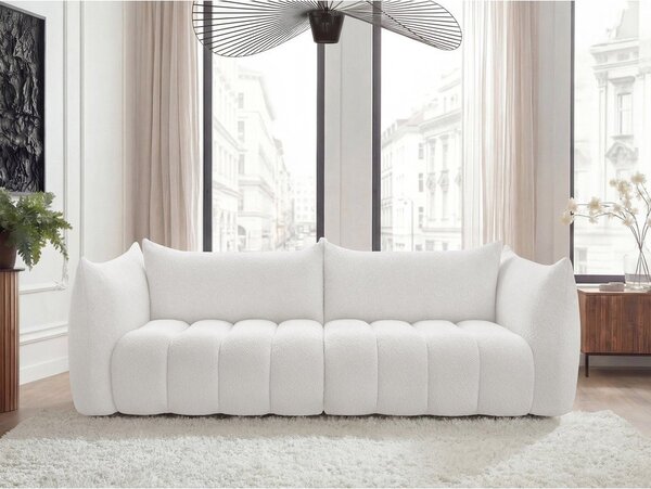 Biela pohovka z textílie buklé 286 cm Azra – Bobochic Paris