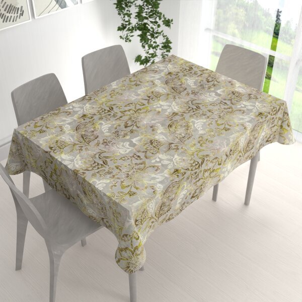 Biante Zamatový obdĺžnikový obrus Tamara TMR-055 Abstraktné zelené kvety na zelenosivom 50x100 cm