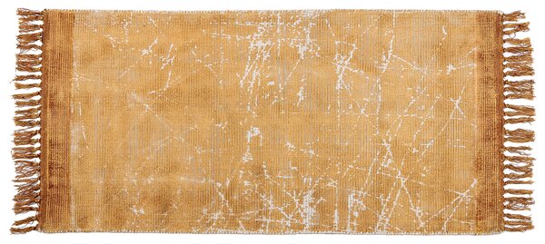 Koberec oranžový viskóza a bavlna 80 x 150 cm so strapcami moderný glamour štýl