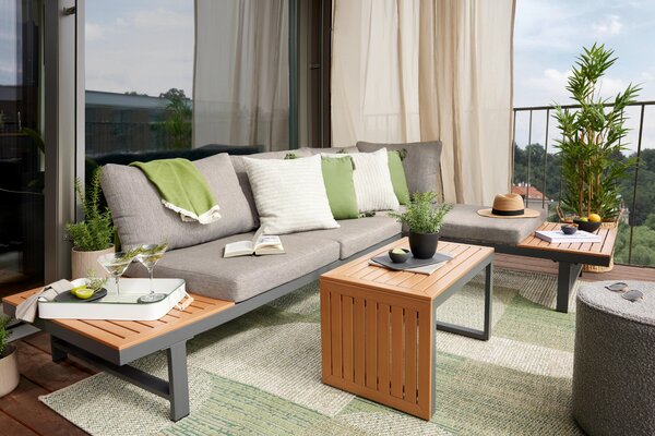 TERASOVÁ SEDACIA SÚPRAVA, drevo, kov, textil Ambia Garden - Záhradné zostavy