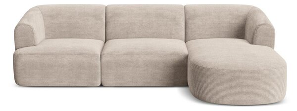 Svetlohnedá menčestrová rohová pohovka (pravý roh/s leňoškou) Campi – Cosmopolitan Design