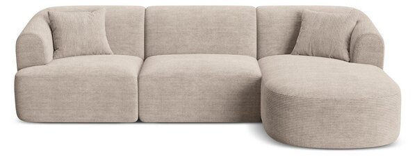 Svetlohnedá menčestrová rohová pohovka (pravý roh/s leňoškou) Campi – Cosmopolitan Design