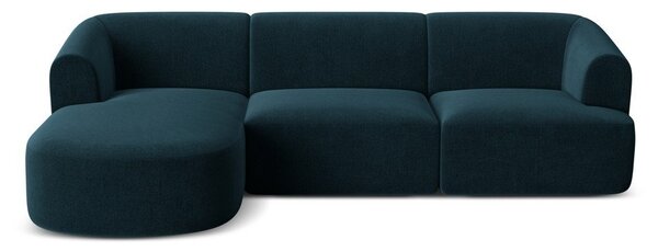 Zamatová rohová pohovka v petrolejovej farbe (ľavý roh/s leňoškou) Campi – Cosmopolitan Design