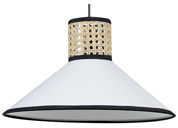 Závesná lampa prírodná biela čierna polyester ratan bavlna 188 cm okrúhle kužeľovité tienidlo moderný štýl osvetlenie kuchyňa jedáleň