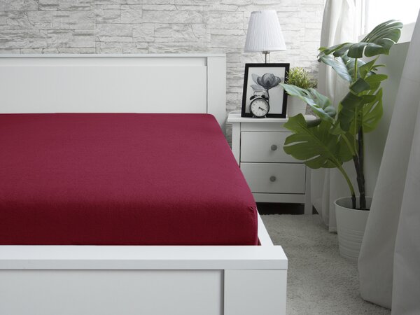XPOSE® Detská jersey plachta Exclusive - vínová 70x140 cm