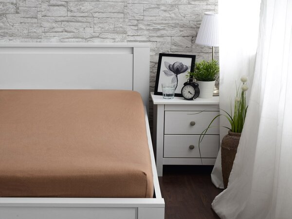 XPOSE® Detská jersey plachta Exclusive - hnedá 70x140 cm