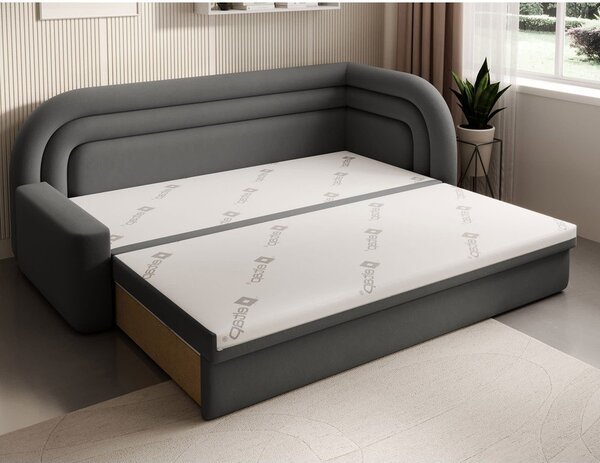 Taupe zamatová rozkladacia/s úložným priestorom pohovka pravý roh 223 cm Fabillo – ELTAP
