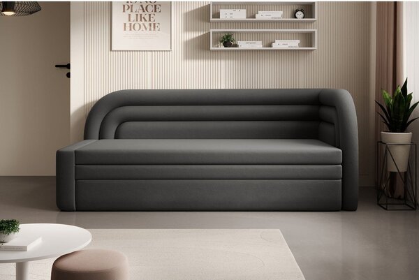 Taupe zamatová rozkladacia/s úložným priestorom pohovka pravý roh 223 cm Fabillo – ELTAP