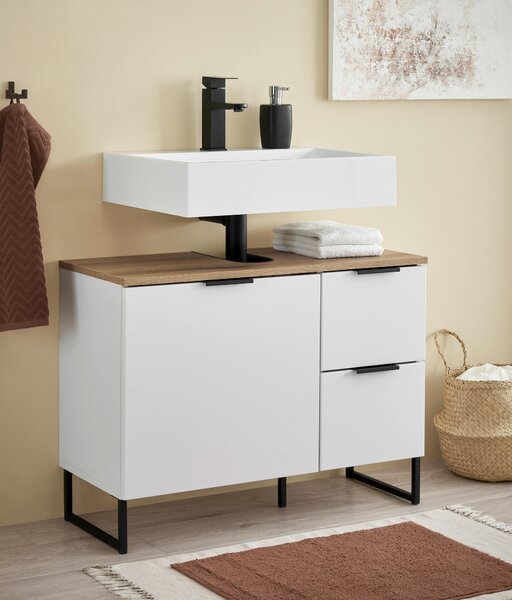 SKRINKA POD UMÝVADLO, biela, biela, farba duba, 80/60/35 cm home24 - Kúpeľňové skrinky, Online Only