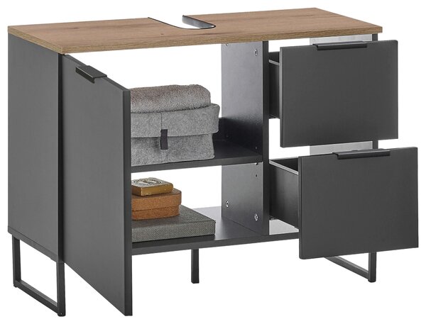 SKRINKA POD UMÝVADLO, čierna, čierna, farba duba, 80/60/35 cm home24 - Kúpeľňové skrinky, Online Only