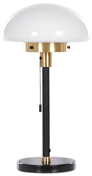 Stolná lampa čierna biela zlatá sklo železo 55 cm pologuľovité tienidlo nočná lampa retro štýl spálňa