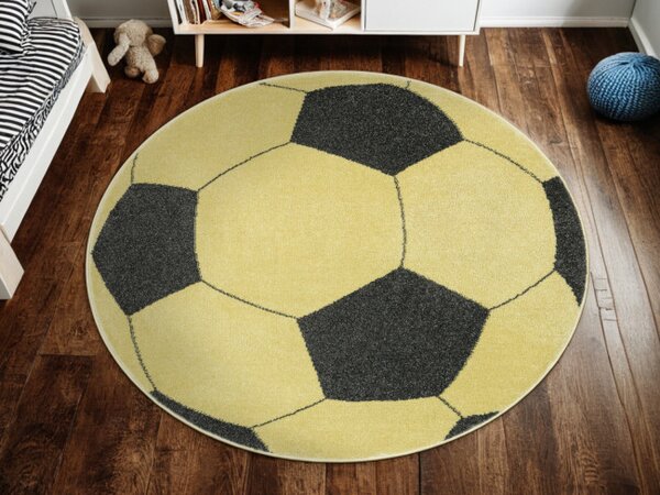 Koberec Lima G758A Football, žltý / grafitový kruh