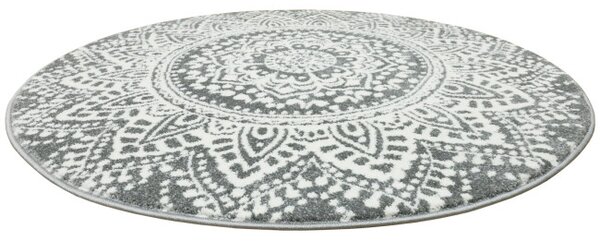 Koberec Lima G757A mandala, krémový / sivý kruh