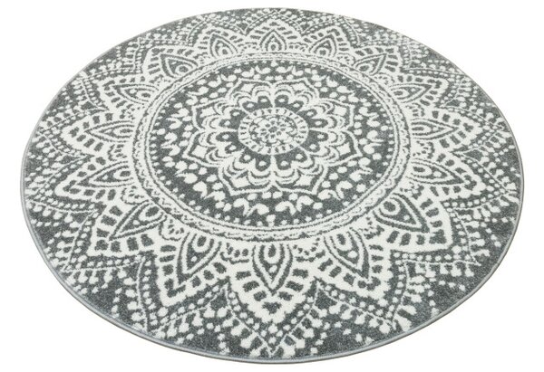 Koberec Lima G757A mandala, krémový / sivý kruh