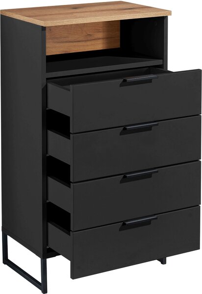STREDNE VYSOKÁ SKRINKA, čierna, farba duba, 50/91/32 cm home24 - Kúpeľňové skrinky, Online Only