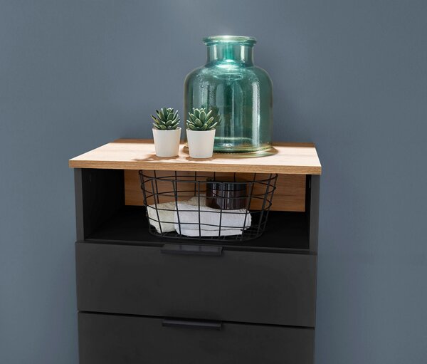 STREDNE VYSOKÁ SKRINKA, čierna, farba duba, 50/91/32 cm home24 - Kúpeľňové skrinky, Online Only