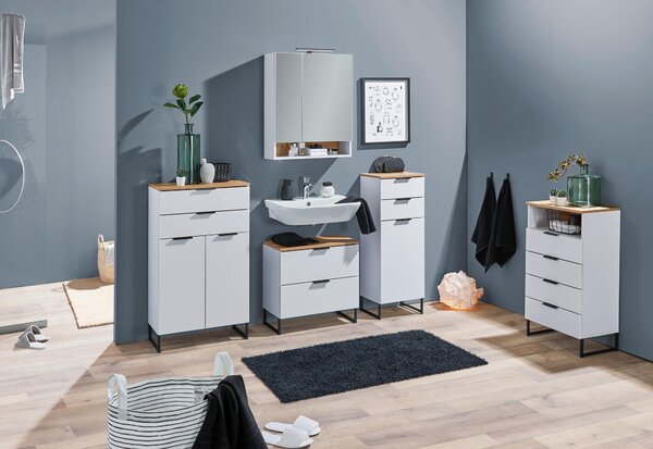 STREDNE VYSOKÁ SKRINKA, biela, farba duba, 50/91/32 cm home24 - Kúpeľňové skrinky, Online Only