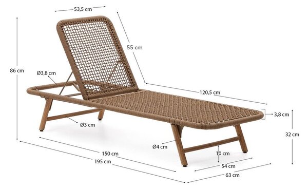 Hnedé drevené/kovové záhradné ležadlo Dandara – Kave Home