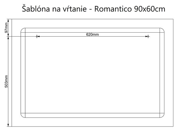 LED zrkadlo Romantico 90x60cm studená biela - dotykový spínač