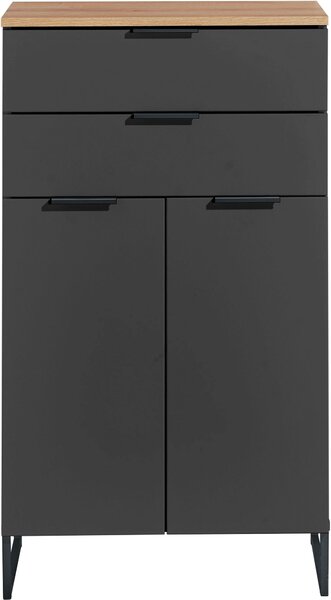 STREDNE VYSOKÁ SKRINKA, čierna, farba duba, 60/106/32 cm home24 - Kúpeľňové skrinky, Online Only