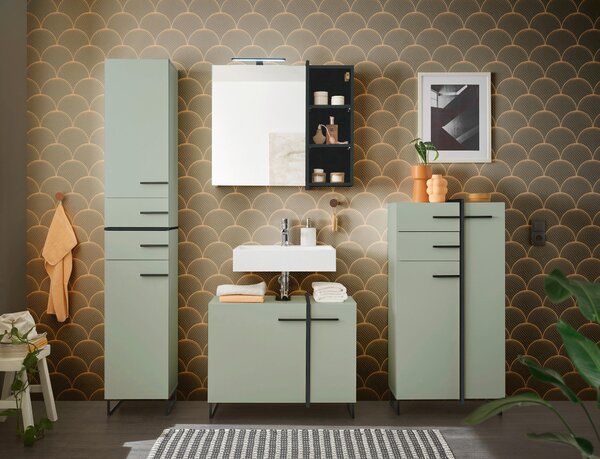 STREDNE VYSOKÁ SKRINKA, zelená, čierna, 60/119/35 cm home24 - Kúpeľňové skrinky, Online Only