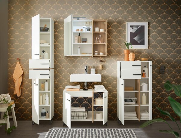 SKRINKA POD UMÝVADLO, biela, biela, farba duba, 80/64/41 cm home24 - Kúpeľňové skrinky, Online Only