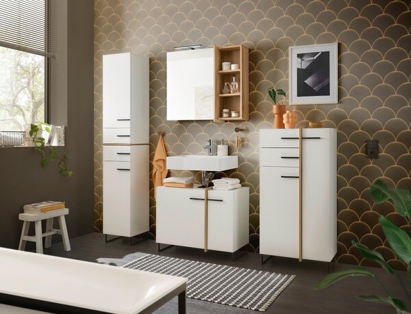 SKRINKA POD UMÝVADLO, biela, biela, farba duba, 80/64/41 cm home24 - Kúpeľňové skrinky, Online Only