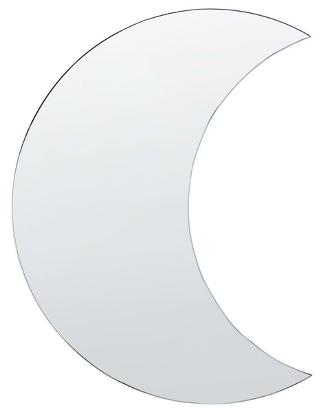 Nástenné zrkadlo strieborné 40 x 60 cm bez rámu v tvare mesiaca závesné minimalistický dizajn