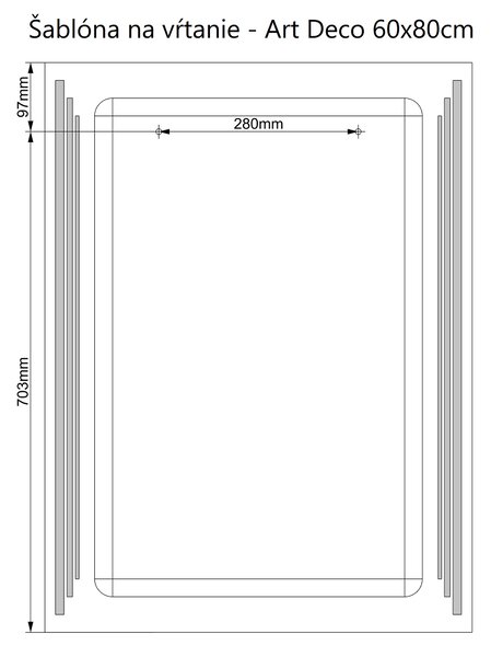 LED zrkadlo Art Deco Vertical 60x80cm neutrálna biela - diaľkový ovládač Farba diaľkového ovládača: Čierna