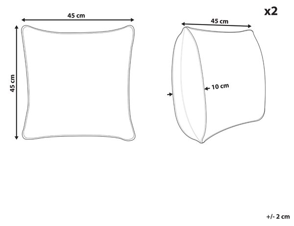Sada 2 dekoratívnych vankúšov viacfarebná bavlna ľan polyester 45 x 45 cm snímateľné obliečky so zipsom moderná tradičná obývačka