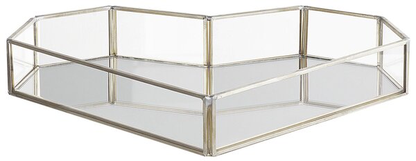 Dekoratívny podnos strieborný oceľ sklo 28 x 20 cm tvar srdca na šperky sviečku moderný glamour štýl doplnky