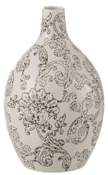 Bielo-čierna porcelánová váza s kvetmi Zen Ball – 20*20*33 cm - J-Line by Jolipa