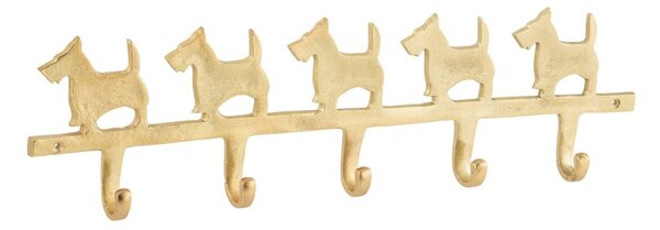 Zlatý kovový vešiak na kabáty so psíkmi Dogs – 57*16*4 cm - J-Line by Jolipa