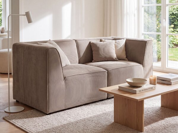 Modulárna 2-miestna pohovka sivobéžová menčestrová moderný dizajn minimalistický štýl
